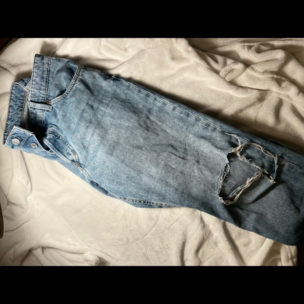 H&M denim, boyfriend low rise jeans, light wash, size 12
